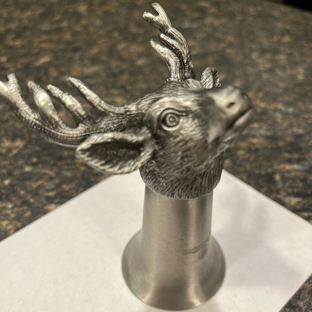 1990’s Jagermeister Stag Pewter Metal Deer Head Shot Glass a/k/a Stirrup Club - Picture 2 of 6